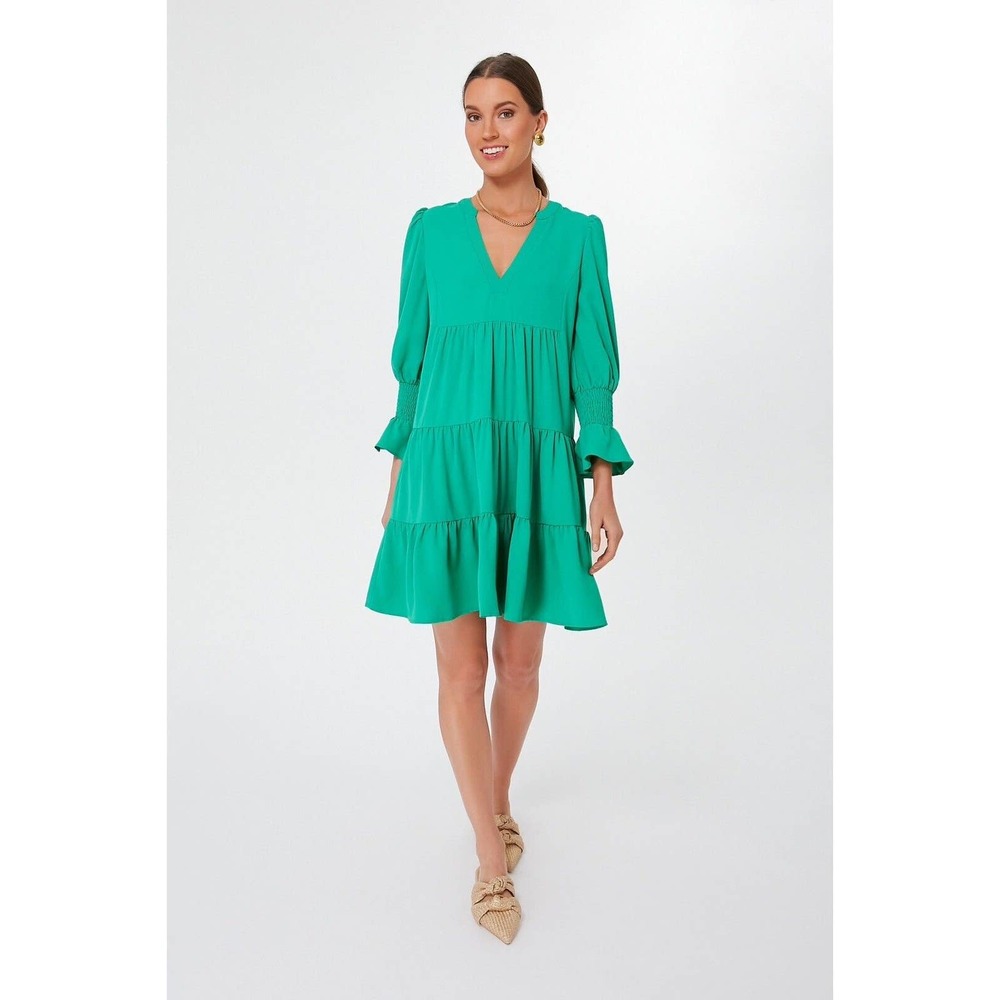 Tuckernuck Pomander Place Crepe Kenzo Mini Dress in Dunmore Green Large Holiday